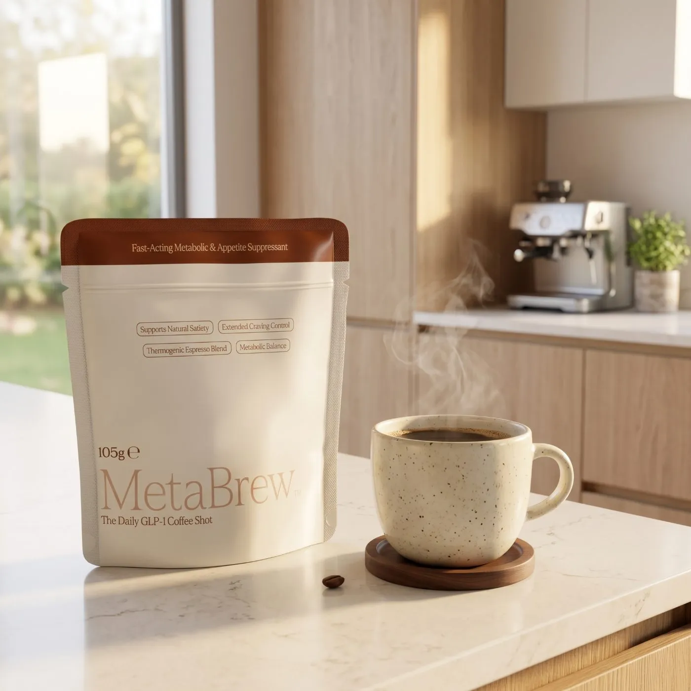 Sachets et tasse de café Metabrew